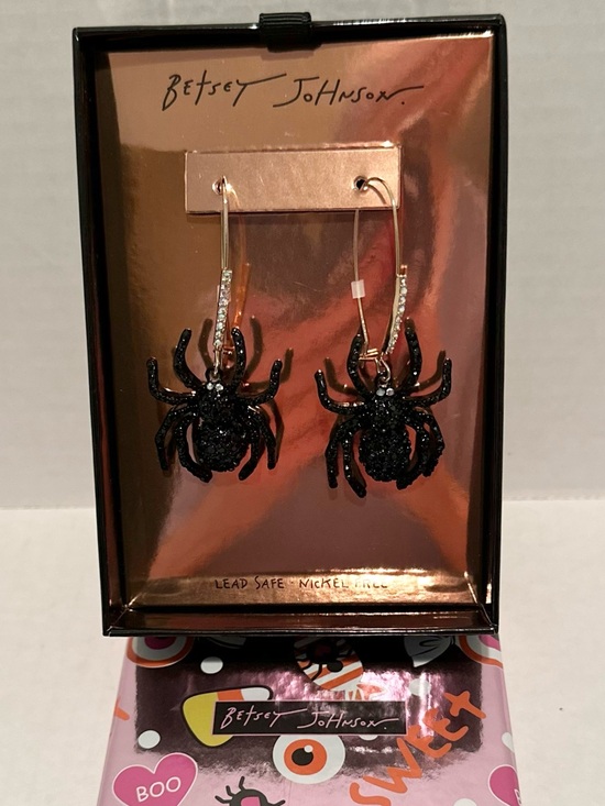 Betsey Johnson Jewelry - Betsey Johnson NWT Black Spider Gold Shepherd Hook Earrings